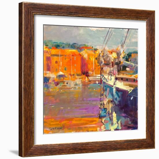 Berth at Saint-Tropez, 2021 (Oil on Canvas)-Peter Graham-Framed Giclee Print