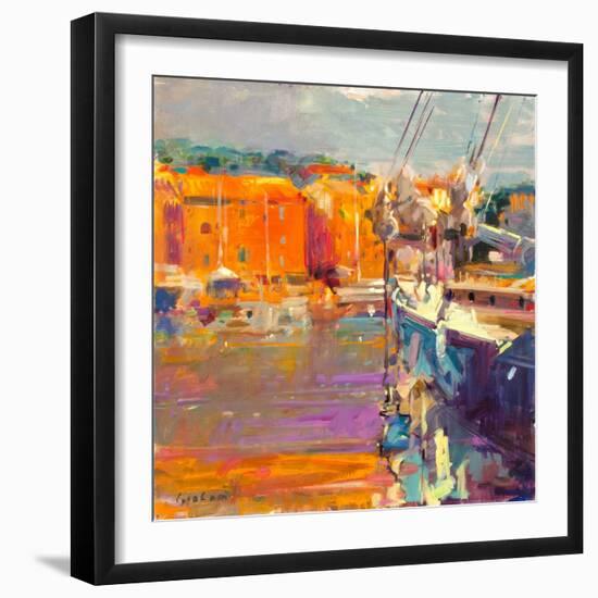 Berth at Saint-Tropez, 2021 (Oil on Canvas)-Peter Graham-Framed Giclee Print