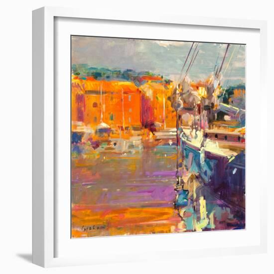 Berth at Saint-Tropez, 2021 (Oil on Canvas)-Peter Graham-Framed Giclee Print