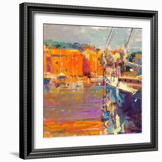 Berth at Saint-Tropez, 2021 (Oil on Canvas)-Peter Graham-Framed Giclee Print