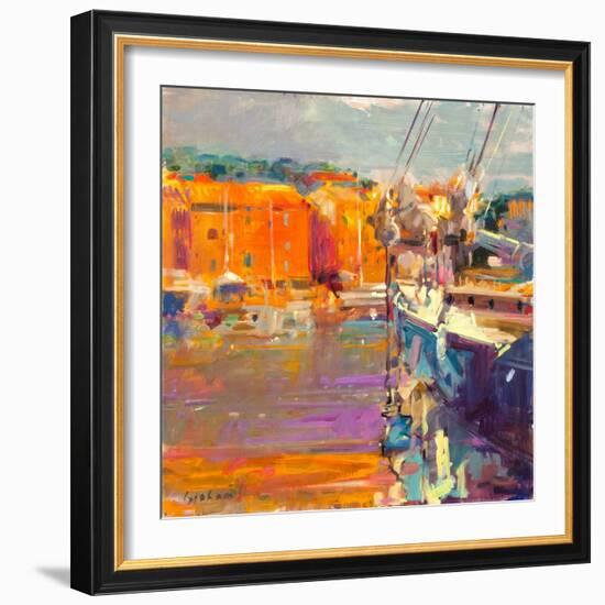 Berth at Saint-Tropez, 2021 (Oil on Canvas)-Peter Graham-Framed Giclee Print