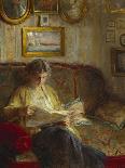 An Interior with a Woman Reading on a Sofa-Bertha Wegmann-Giclee Print