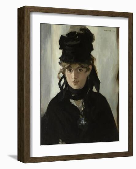 Berthe Morisot with a Bouquet of Violets, C. 1880-Edouard Manet-Framed Giclee Print