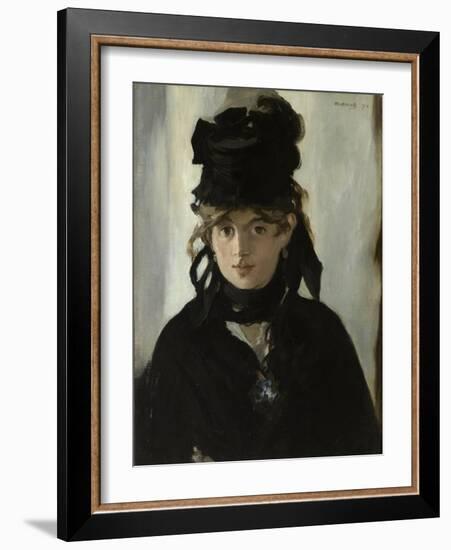 Berthe Morisot with a Bouquet of Violets, C. 1880-Edouard Manet-Framed Giclee Print