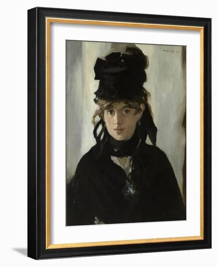 Berthe Morisot with a Bouquet of Violets, C. 1880-Edouard Manet-Framed Giclee Print