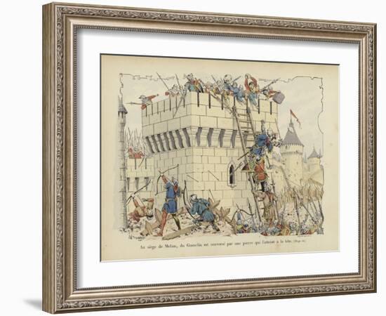 Bertrand Du Guesclin Struck on the Head by a Stone at the Siege of Melun, 1359-Paul de Semant-Framed Giclee Print