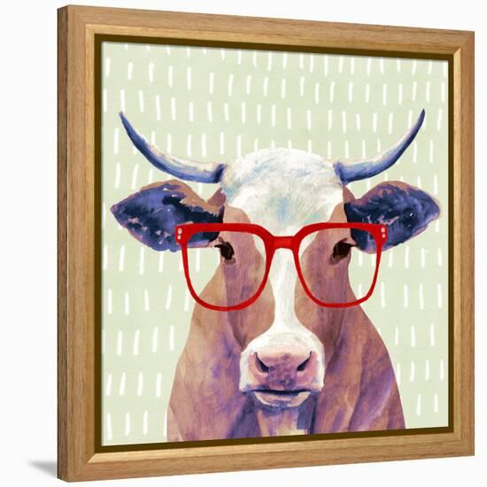 Bespectacled Bovine I-Victoria Borges-Framed Stretched Canvas