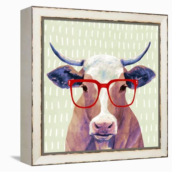 Bespectacled Bovine I-Victoria Borges-Framed Stretched Canvas