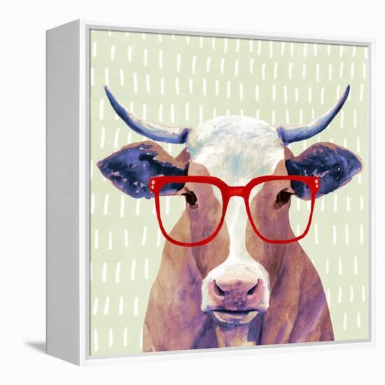 Bespectacled Bovine I-Victoria Borges-Framed Stretched Canvas