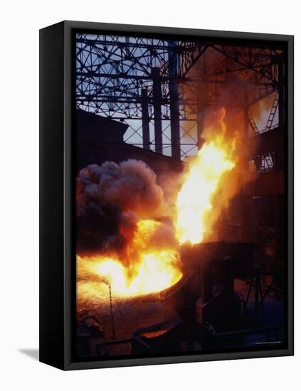 Bessemer Furnace change Iron to Steel for Munitions Production at Birmingham Steel Prod. Center-Dmitri Kessel-Framed Premier Image Canvas