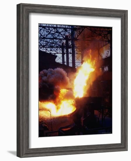 Bessemer Furnace change Iron to Steel for Munitions Production at Birmingham Steel Prod. Center-Dmitri Kessel-Framed Photographic Print