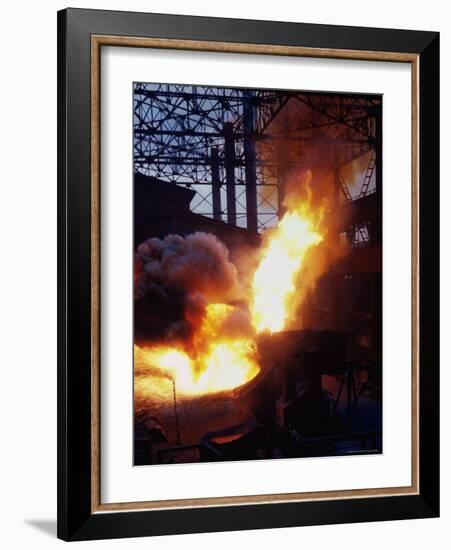 Bessemer Furnace change Iron to Steel for Munitions Production at Birmingham Steel Prod. Center-Dmitri Kessel-Framed Photographic Print