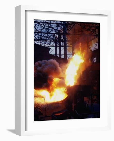 Bessemer Furnace change Iron to Steel for Munitions Production at Birmingham Steel Prod. Center-Dmitri Kessel-Framed Photographic Print