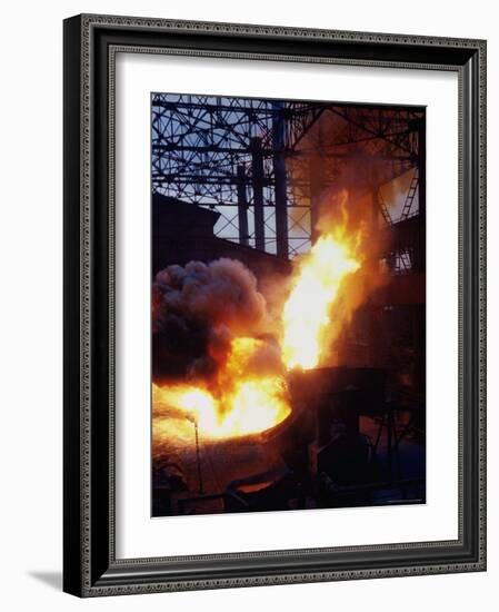 Bessemer Furnace change Iron to Steel for Munitions Production at Birmingham Steel Prod. Center-Dmitri Kessel-Framed Photographic Print