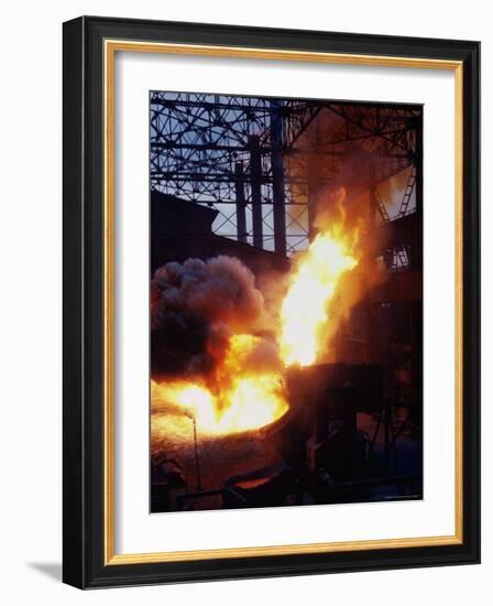 Bessemer Furnace change Iron to Steel for Munitions Production at Birmingham Steel Prod. Center-Dmitri Kessel-Framed Photographic Print