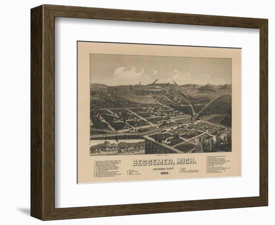 Bessemer, Michigan - Panoramic Map-Lantern Press-Framed Art Print