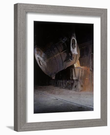 Bessemer Pouring Molten Steel at Birmingham Steel Company-Dmitri Kessel-Framed Photographic Print