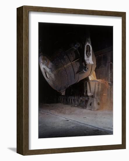 Bessemer Pouring Molten Steel at Birmingham Steel Company-Dmitri Kessel-Framed Photographic Print