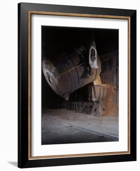 Bessemer Pouring Molten Steel at Birmingham Steel Company-Dmitri Kessel-Framed Photographic Print