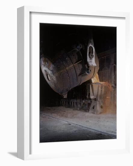 Bessemer Pouring Molten Steel at Birmingham Steel Company-Dmitri Kessel-Framed Photographic Print