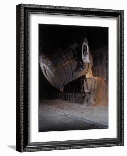 Bessemer Pouring Molten Steel at Birmingham Steel Company-Dmitri Kessel-Framed Photographic Print