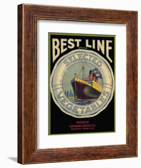 Best Line Vegetable Label - Fresno, CA-Lantern Press-Framed Art Print