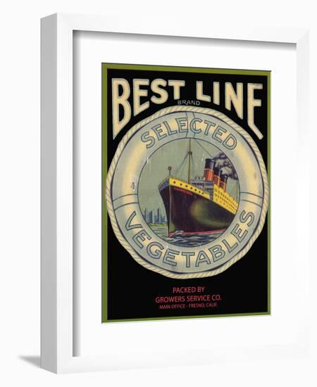 Best Line Vegetable Label - Fresno, CA-Lantern Press-Framed Art Print