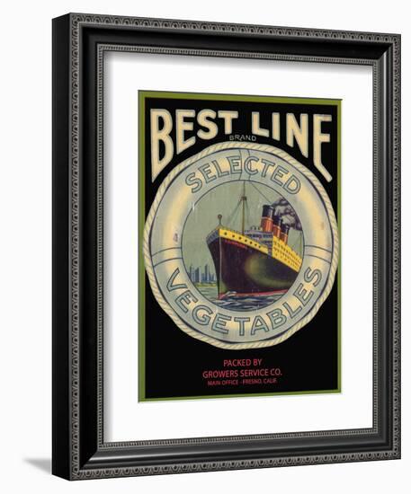 Best Line Vegetable Label - Fresno, CA-Lantern Press-Framed Art Print