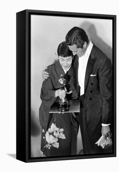 Best Supporting Actress Miyoshi Umeki with Actor John Wayne at the 30th Academy Awards, 1958-Ralph Crane-Framed Premier Image Canvas