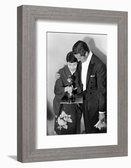 Best Supporting Actress Miyoshi Umeki with Actor John Wayne at the 30th Academy Awards, 1958-Ralph Crane-Framed Photographic Print