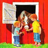 Feeding the Horse - Jack & Jill-Beth Krush-Framed Premier Image Canvas
