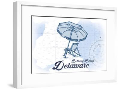 Bethany Beach Delaware Beach Chair And Umbrella Blue Coastal Icon Art Print Lantern Press Art Com