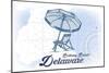 Bethany Beach, Delaware - Beach Chair and Umbrella - Blue - Coastal Icon-Lantern Press-Mounted Art Print