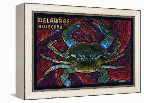 Bethany Beach, Delaware - Blue Crab Mosaic-Lantern Press-Framed Stretched Canvas