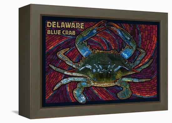 Bethany Beach, Delaware - Blue Crab Mosaic-Lantern Press-Framed Stretched Canvas