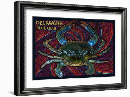 Bethany Beach, Delaware - Blue Crab Mosaic-Lantern Press-Framed Premium Giclee Print