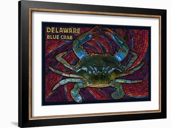 Bethany Beach, Delaware - Blue Crab Mosaic-Lantern Press-Framed Art Print