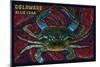 Bethany Beach, Delaware - Blue Crab Mosaic-Lantern Press-Mounted Art Print