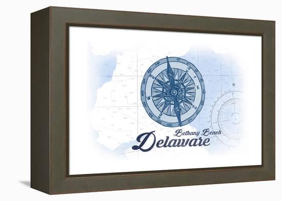 Bethany Beach, Delaware - Compass - Blue - Coastal Icon-Lantern Press-Framed Stretched Canvas