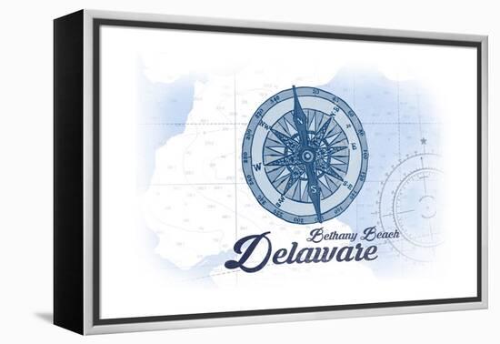 Bethany Beach, Delaware - Compass - Blue - Coastal Icon-Lantern Press-Framed Stretched Canvas