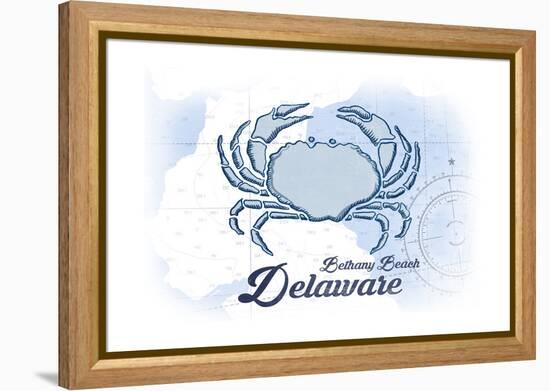 Bethany Beach, Delaware - Crab - Blue - Coastal Icon-Lantern Press-Framed Stretched Canvas