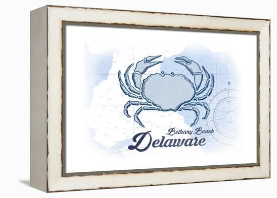 Bethany Beach, Delaware - Crab - Blue - Coastal Icon-Lantern Press-Framed Stretched Canvas