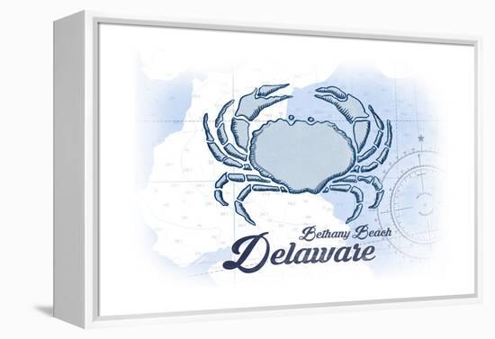 Bethany Beach, Delaware - Crab - Blue - Coastal Icon-Lantern Press-Framed Stretched Canvas