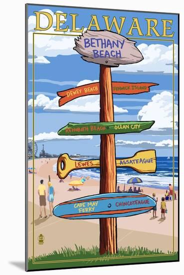 Bethany Beach, Delaware - Destination Signpost-Lantern Press-Mounted Art Print