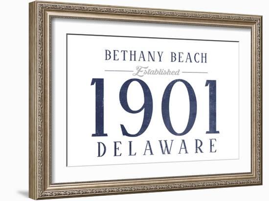 Bethany Beach, Delaware - Established Date (Blue)-Lantern Press-Framed Art Print