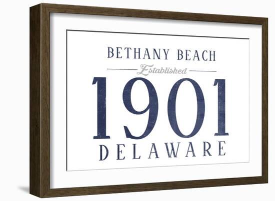 Bethany Beach, Delaware - Established Date (Blue)-Lantern Press-Framed Art Print