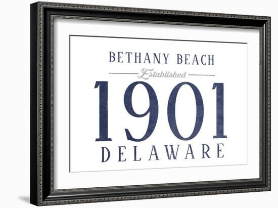 Bethany Beach, Delaware - Established Date (Blue)-Lantern Press-Framed Art Print