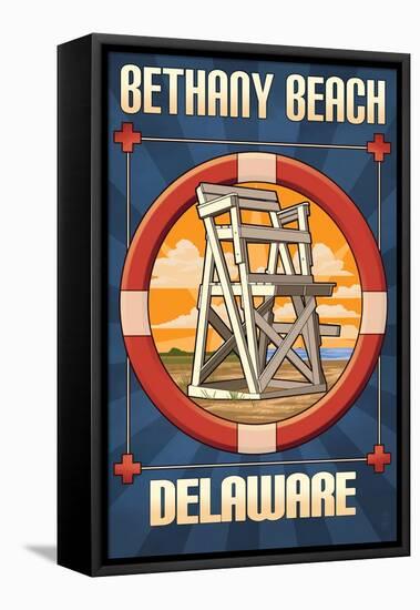 Bethany Beach, Delaware - Lifeguard Chair-Lantern Press-Framed Stretched Canvas