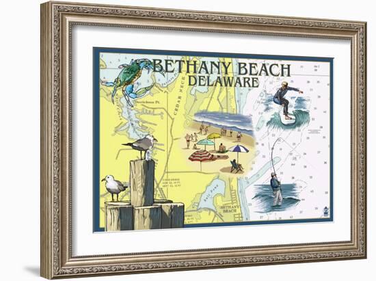 Bethany Beach, Delaware - Nautical Chart-Lantern Press-Framed Art Print