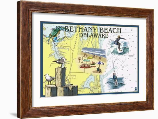 Bethany Beach, Delaware - Nautical Chart-Lantern Press-Framed Art Print